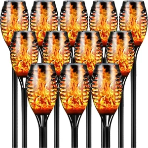 12LED Solar Tiki Torches with Flickering Flame
